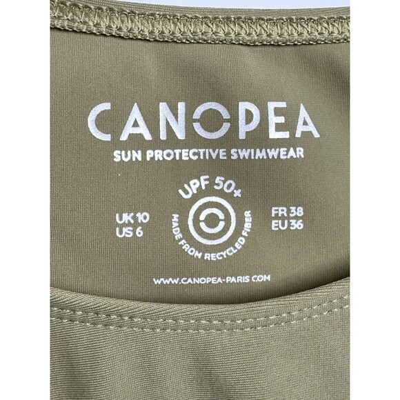 Canopea Swim Top Womens 6 Olive Green Long Sleeve UPF 50 Rash Guard Sustainable - Picture 4 of 12